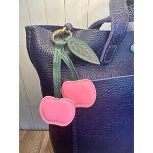 Cherries Bag Charm Light Pink Cherry Purse Charm Fruit Keychain Flair NEW
